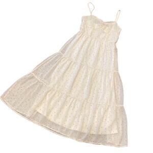 Le Lis Spaghetti Strap Tiered Dot Maxi Dress Size S